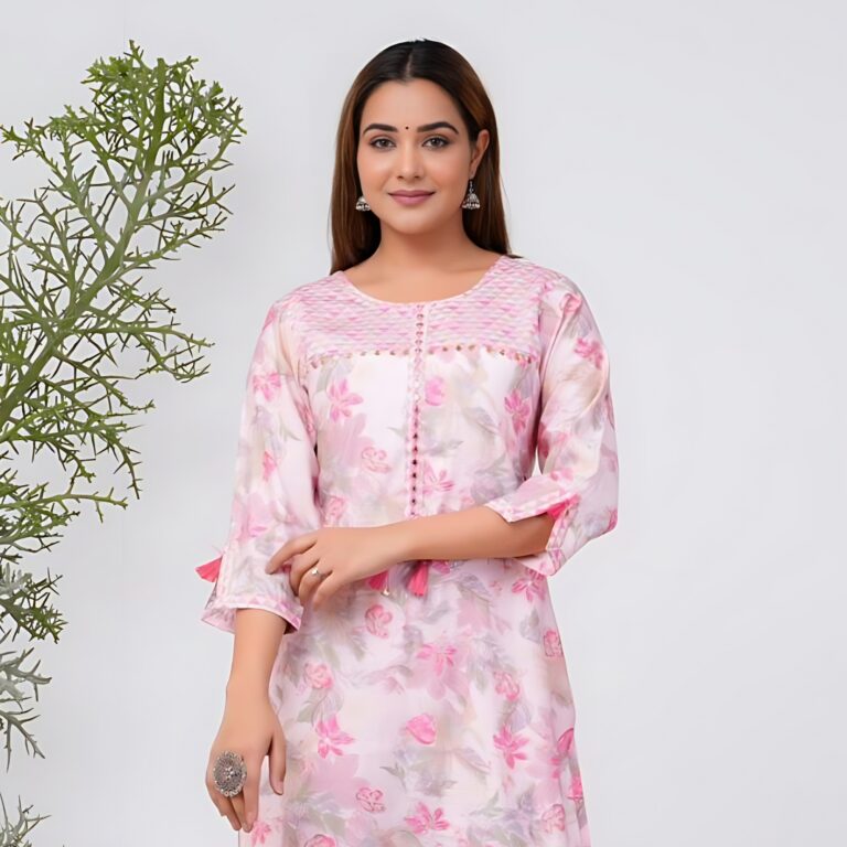 Womens Embroidery Muslin Silk Kurti Pant with Dupatta main image 0